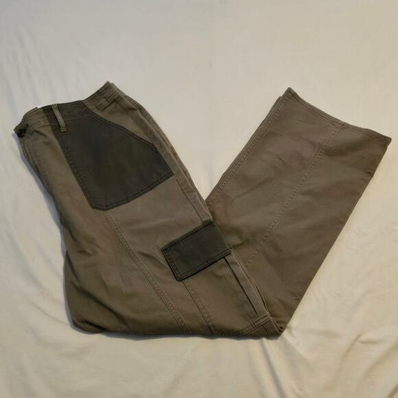 A.n.a Highest Rise vintage straight green cargo pants size 18 - Picture 1 of 9